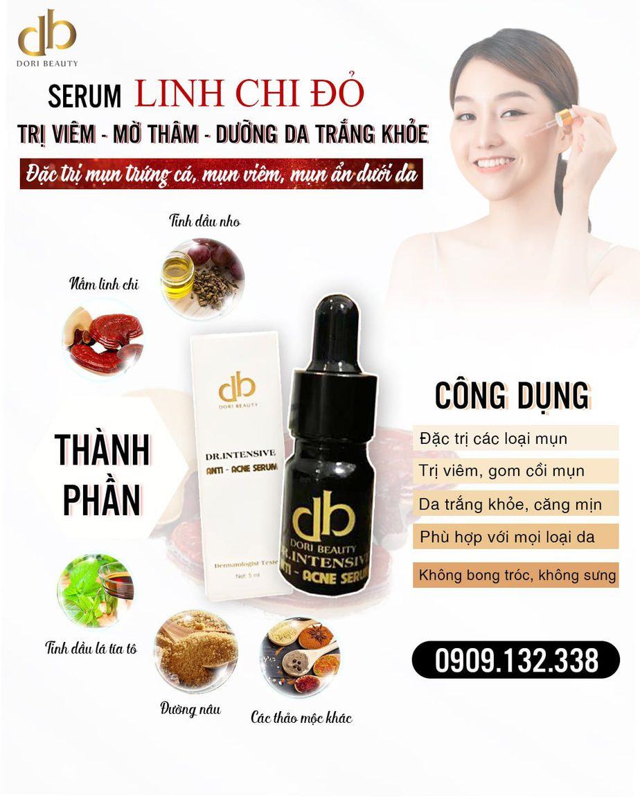 Công dụng, cách dùng serum Linh Chi Đỏ Dori hiệu quả cho da