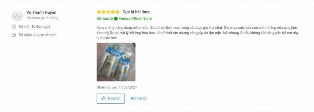 Review sản phẩm Anessa Gold Milk tại Tiki