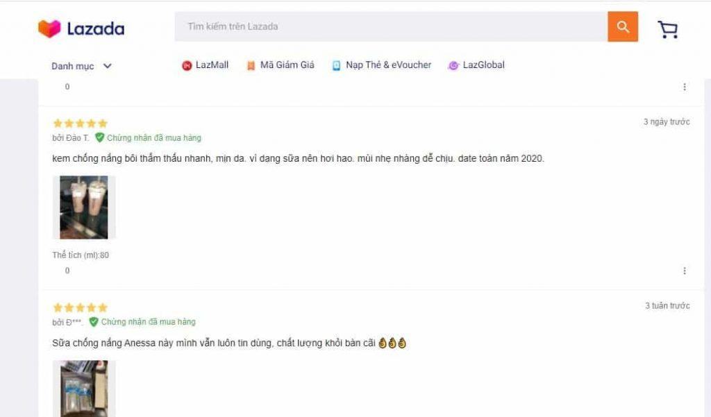 Review Anessa Gold Milk tại Lazada