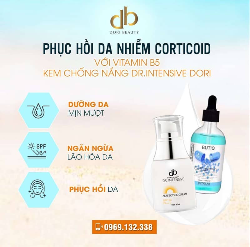 Vitamin B5, Kem Chống Nắng Dr.Intensive Dori Phục Hồi Da Nhiễm Corticoid