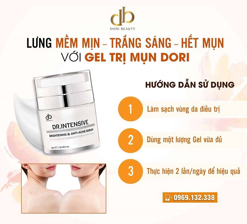 Đánh bay mụn lưng với gel trị mụn Dori